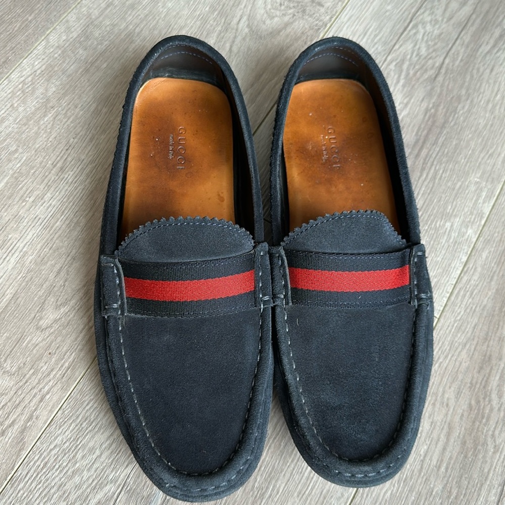 GUCCI Web Accent Suede Drivers